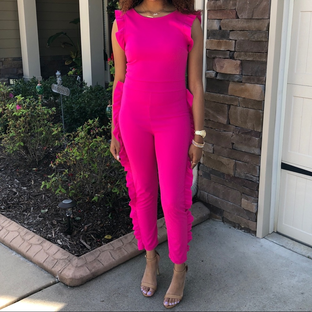 Pink Ruffle Jumpsuit - Picture 2 of 2